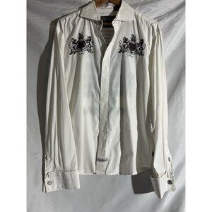 English Laundry Men's White Shirt L Button Up Embroidered Christopher Wicks  M24